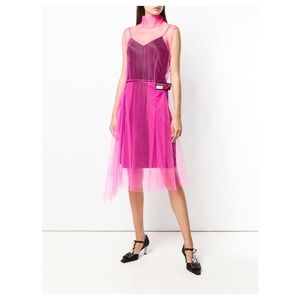 PRADA Fuxia Sleeveless Tulle Dress, Size IT 38